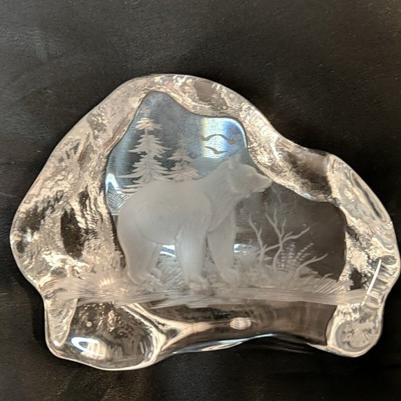 Aida Jaroslav Vydra Hand Engraved Crystal Bear 98 Clear Brown Polar RARE etched - Picture 1 of 15